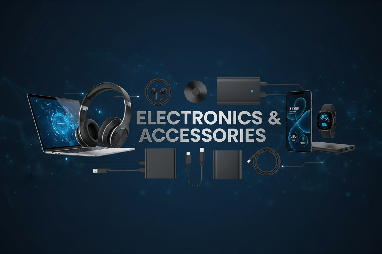 Electronic accessories including phone holders and audio-enabled gadgets