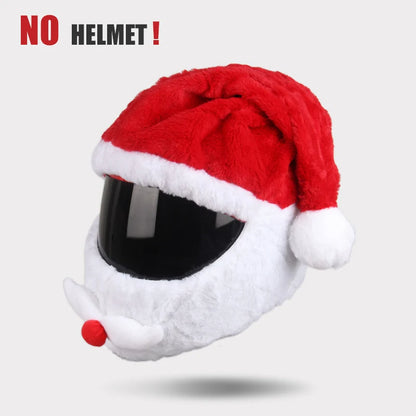 Helmet with a Santa hat attached on a white background