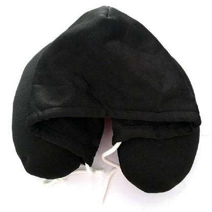 Black travel neck pillow on a white background