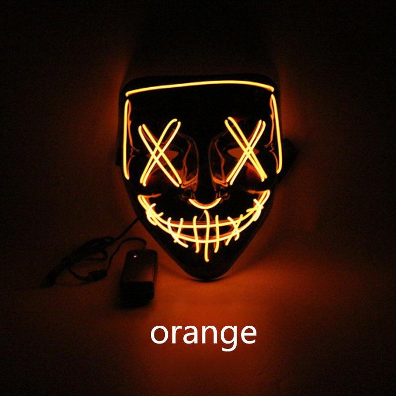 Orange LED mask on a dark background
