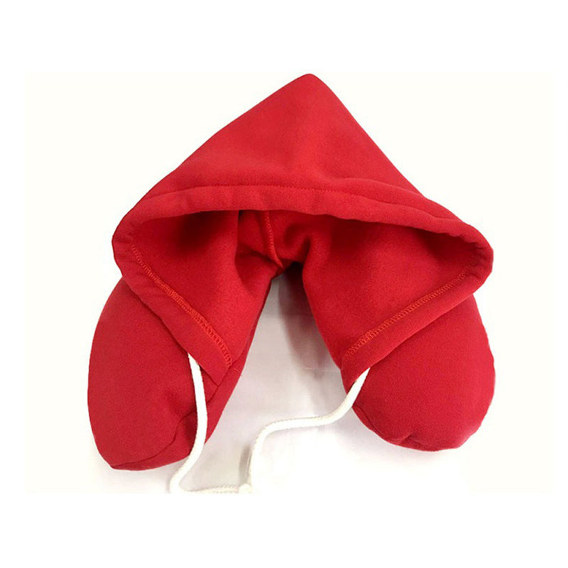 Red travel neck pillow on a white background