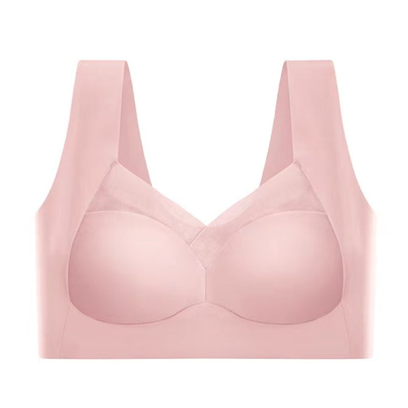 Pink bra on a white background