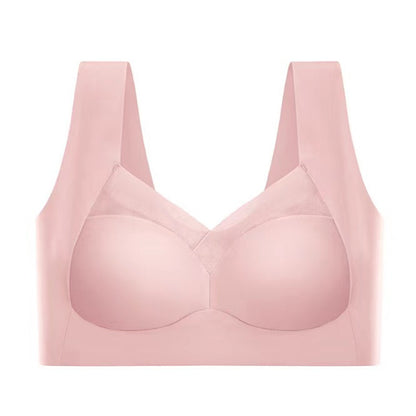 Pink bra on a white background