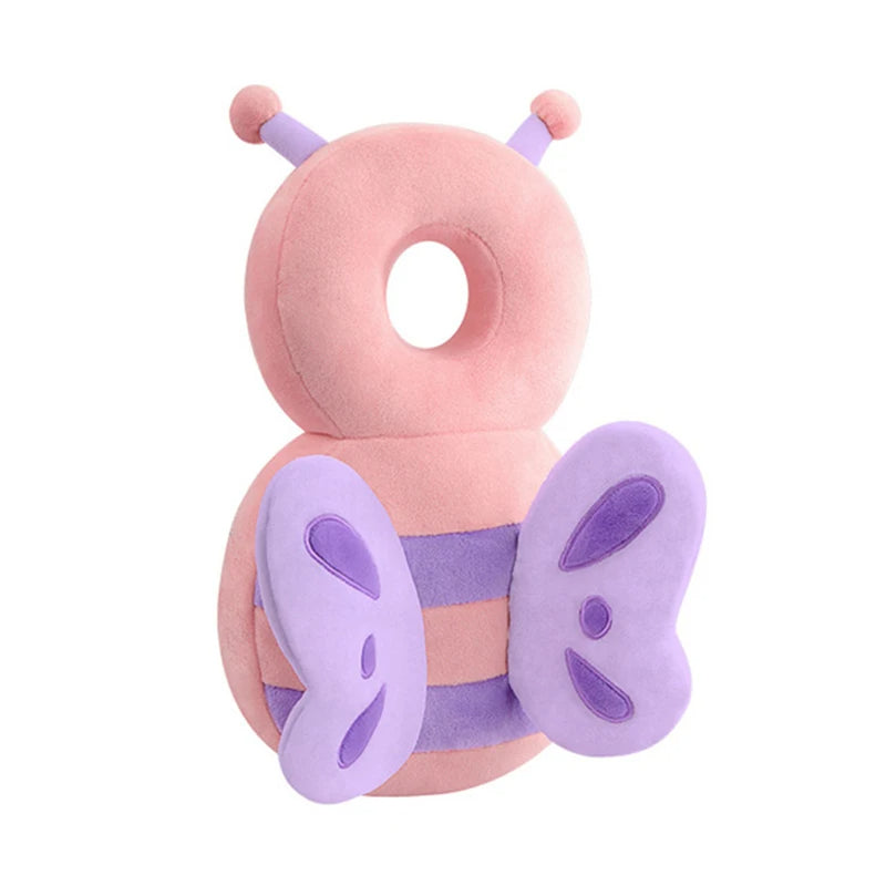 Pink and purple butterfly-shaped pillow on a white background