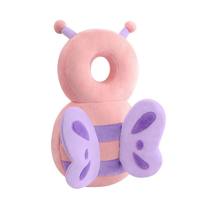 Pink and purple butterfly-shaped pillow on a white background