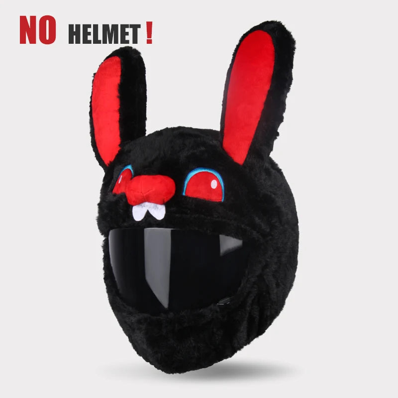 Black plush helmet with red accents and cartoonish face on a gray background
