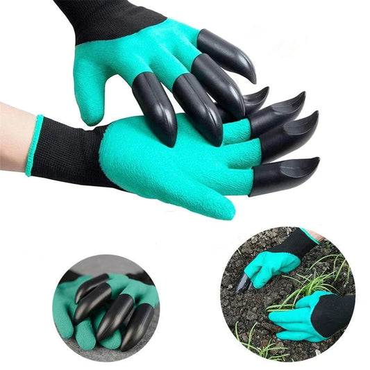Gardening gloves with clawed fingers on a white background