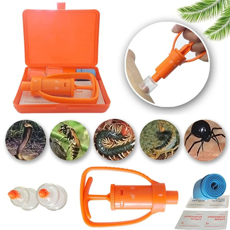Orange insect collection tool set with various insects illustrated on a white background