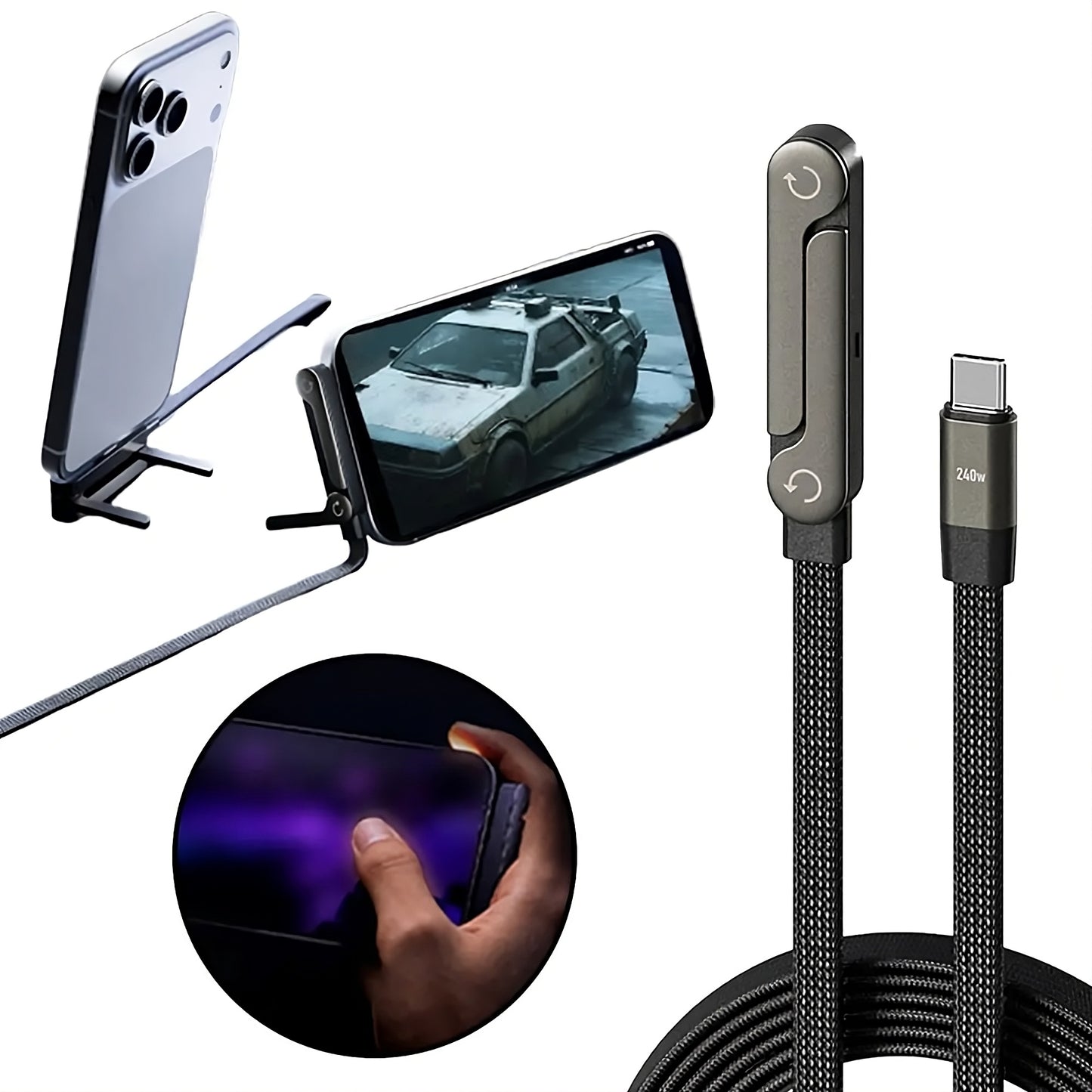 2-in-1 Invisible Holder Charger Cable with Stand
