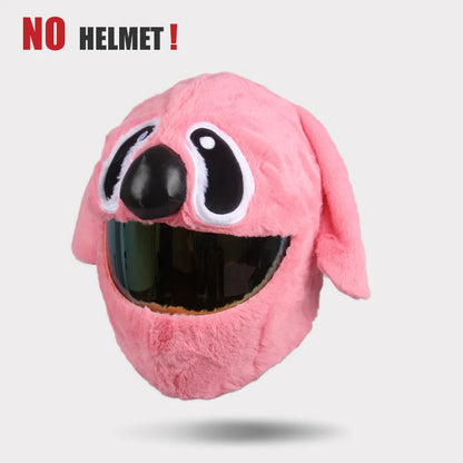 Pink plush helmet with a warning 'NO HELMET!' on a light gray background