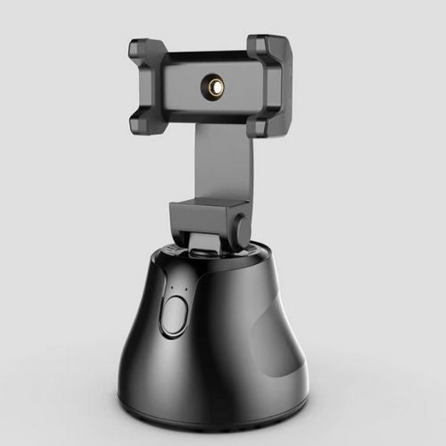 Black smartphone holder on a gray background