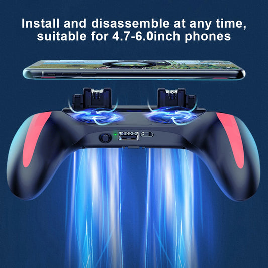 Phone holder with gaming controller attachment on a blue background