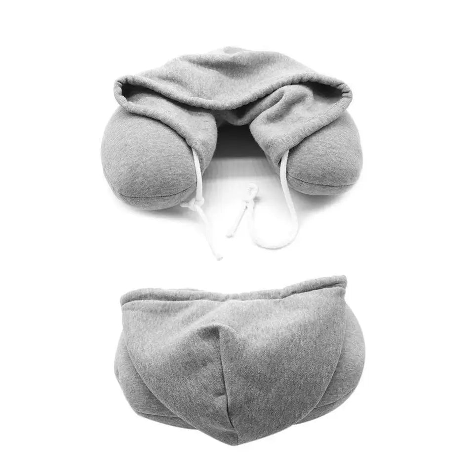 Gray travel pillow on a white background