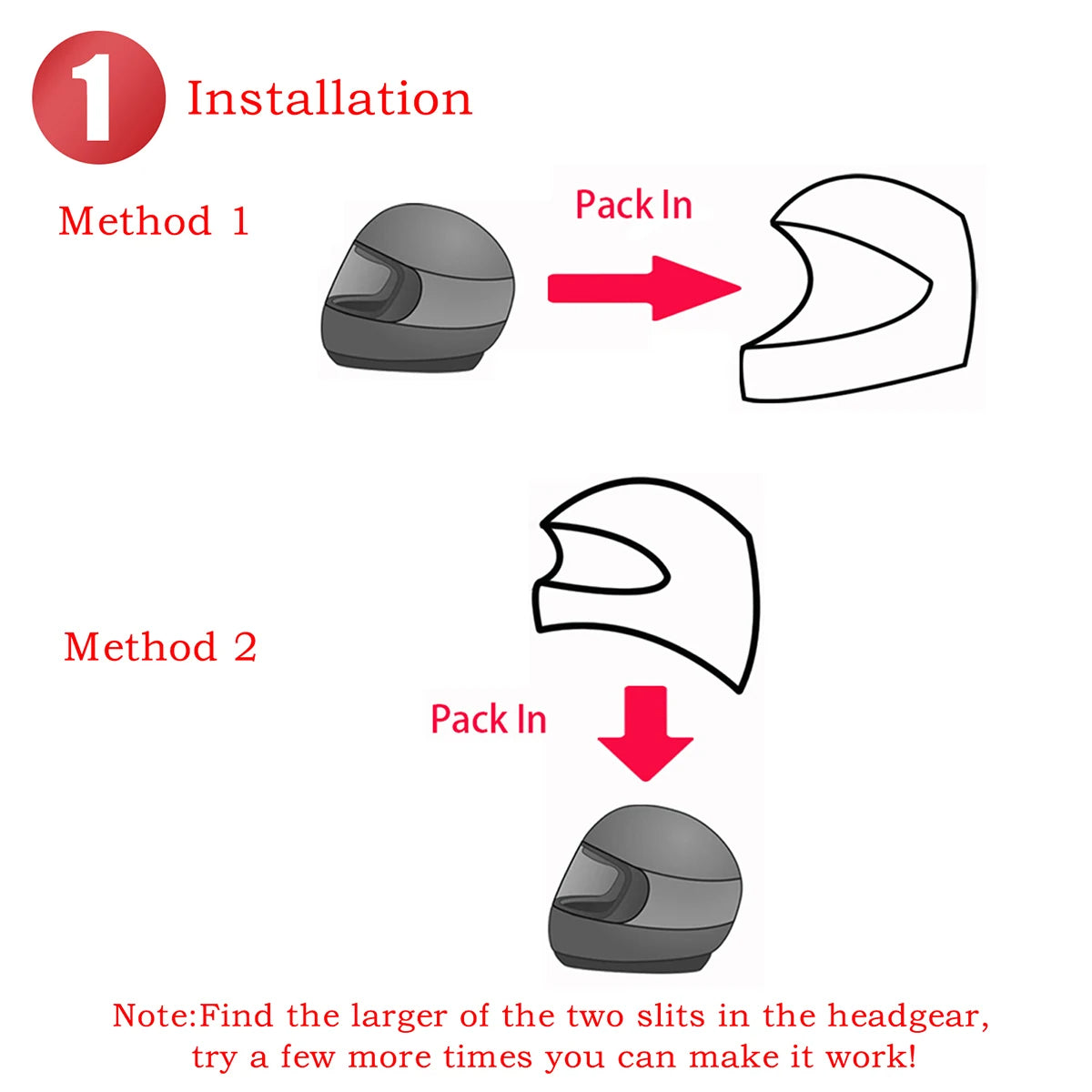 Instructions for installing a helmet with two methods shown.