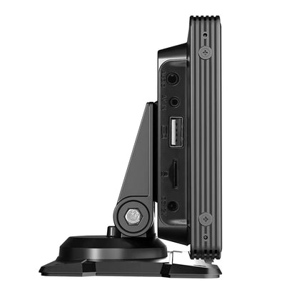 Black car dashboard mount with suction cup on a white background