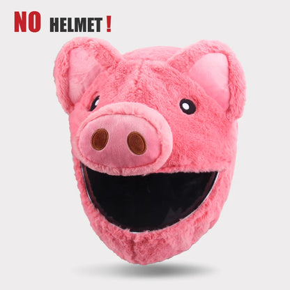 Pink pig-shaped helmet with a warning 'NO HELMET!' text on a gray background