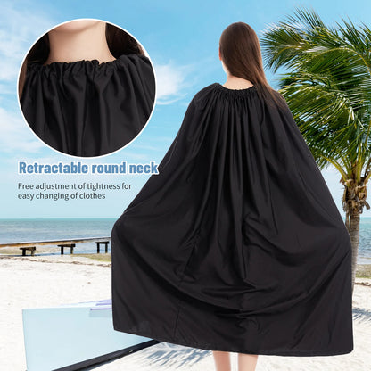 Black cape with retractable round neck on a beach setting