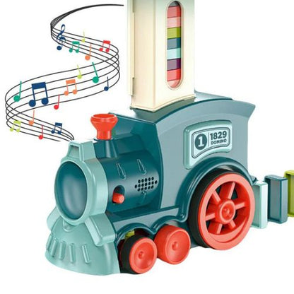 Toy train with musical notes on a white background
