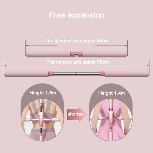 Adjustable pink bar with measurement details on a pink background