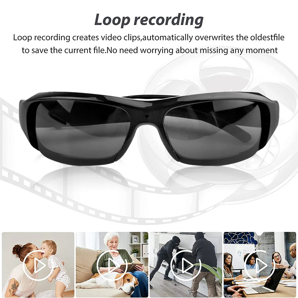 Sunglasses with video recording feature on a white background