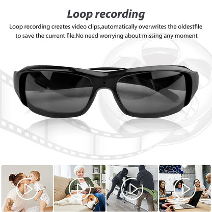 Sunglasses with video recording feature on a white background