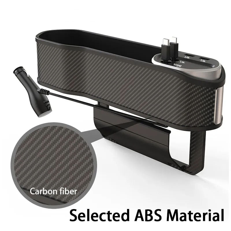 Car cup holder with carbon fiber texture and ABS material, showing close-up of carbon fiber texture.