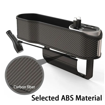Car cup holder with carbon fiber texture and ABS material, showing close-up of carbon fiber texture.