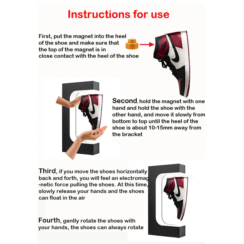 Premium magnetic levitation shoe stand displaying sneaker collection piece