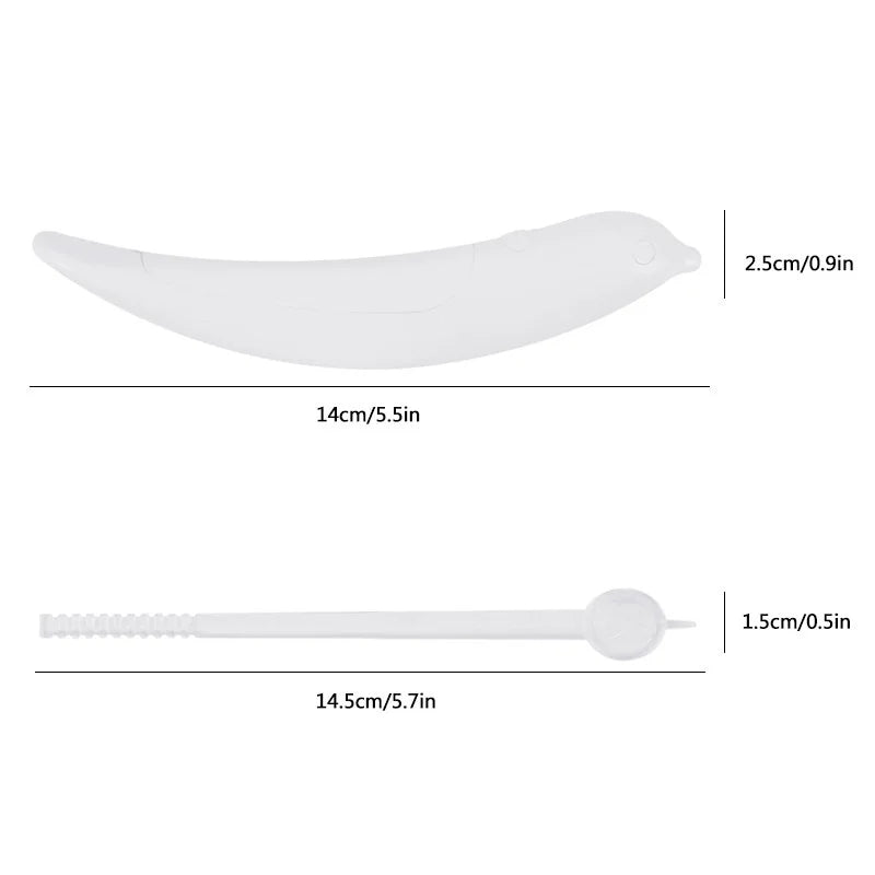 Measurement chart of a white plastic component with dimensions labeled.