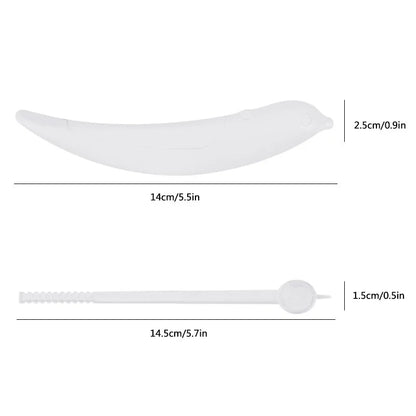 Measurement chart of a white plastic component with dimensions labeled.