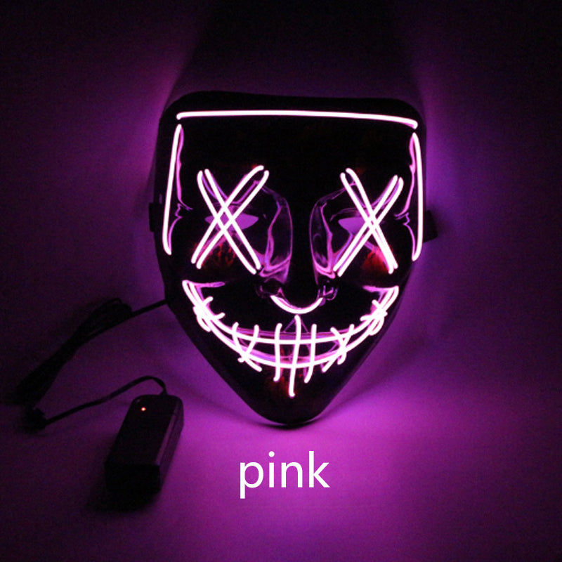 Pink LED mask on a dark background with 'pink' text.