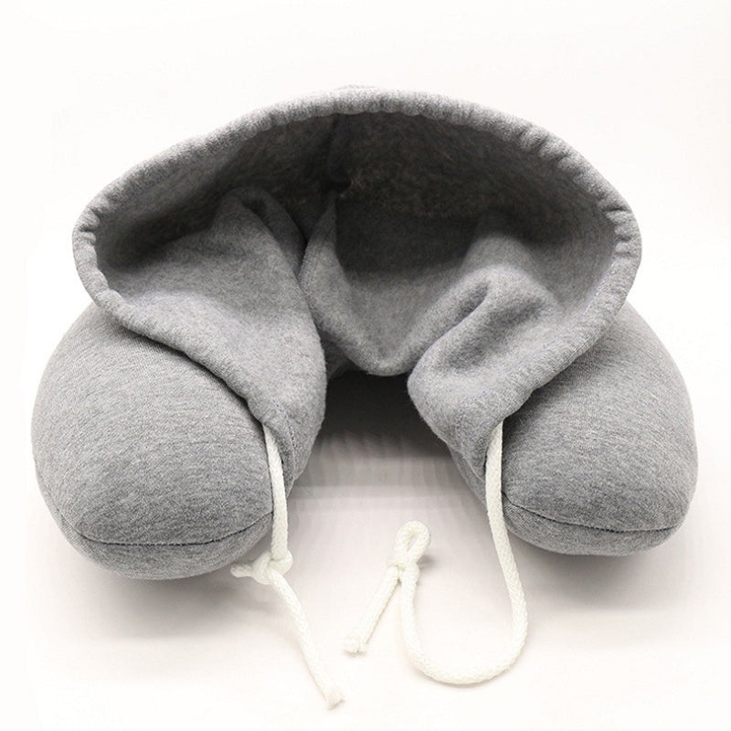 Gray travel neck pillow on a white background