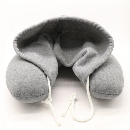 Gray travel neck pillow on a white background