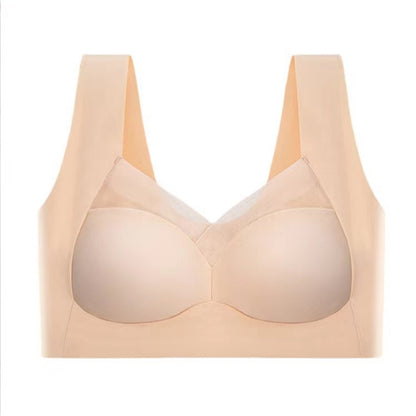 Beige bra on a white background