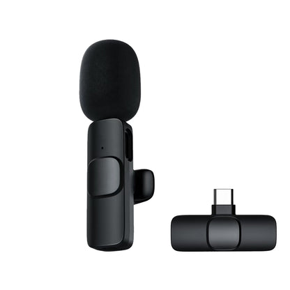 Black microphone and receiver on a white background