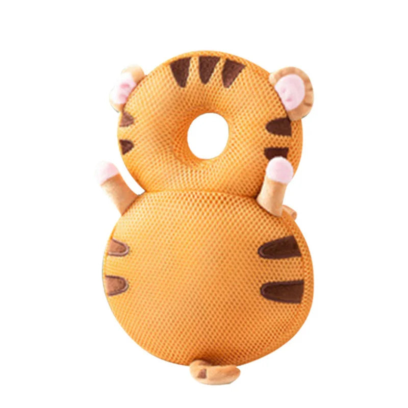 Plush tiger toy with a circular body on a white background