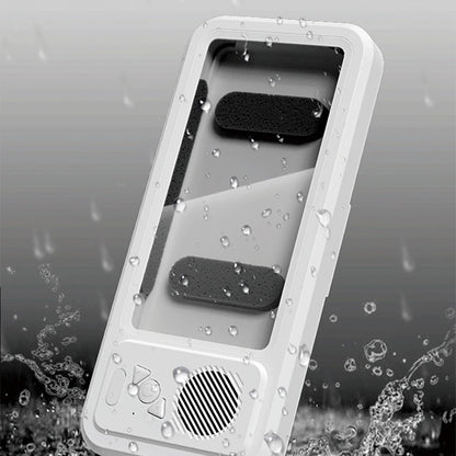 Phone case with water droplets on a gray background
