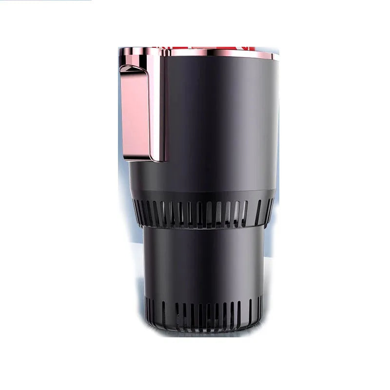 Black and rose gold cylindrical device on a white background